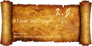 Klink József névjegykártya